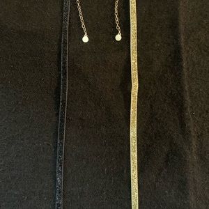 Set of two sparkly thin chokers, gold and black